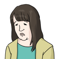 Eine Person mit langen Haaren hat einen traurigen Gesichtsausdruck.